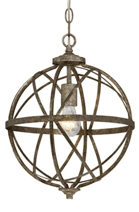 Lakewood Antique Silver Iron Globe Chandelier 12"Wx15"H