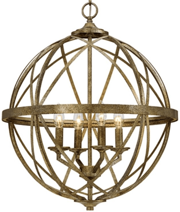 Lakewood Vintage Gold Iron Globe Chandelier 20"Wx24"H