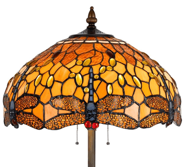 Ochre Colors Dragonfly Tiffany Floor Lamp 60"H - Sale !