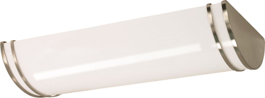 Glamour White Brushed Nickel Fluorescent Flush Ceiling Light 25"Lx4"H