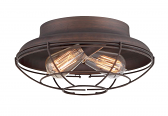 Neo Industrial Bronze Round Flush Ceiling Light 12"Wx5"H