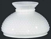Flat Hobnail White Hurricane Glass Lamp Shade 10" Fitter