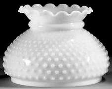 Hobnail White Hurricane Glass Shade Scallop Top 7" Fitter