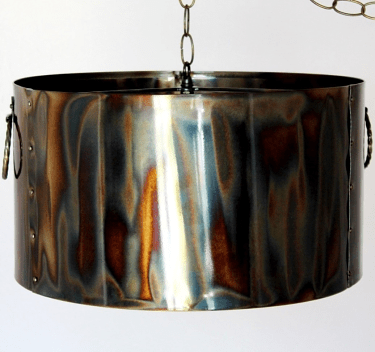 Torched Metal Drum Lamp Shade 16-20"W
