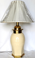 Ivory Porcelain & Brass Lamp 27"H - Sale !