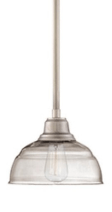 Neo Industrial Brushed Nickel Pendant Light Clear Glass 8"Wx44"H