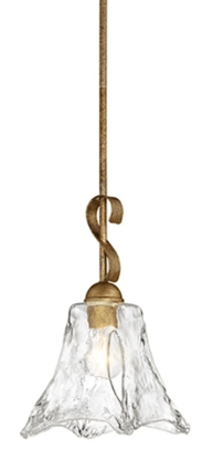 Chatsworth Vintage Gold Swirl Glass Mini Pendant Light 8"Wx53"H
