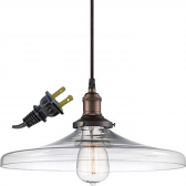 Mission Bell Glass Plug In Pendant Light 14"Wx7"H