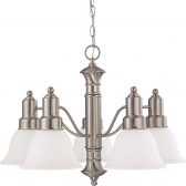 Gotham Brushed Nickel Down Light Chandelier Frost White Glass 24"Wx17"H