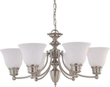 Empire Brushed Nickel Chandelier Frost Glass 26"Wx14"H