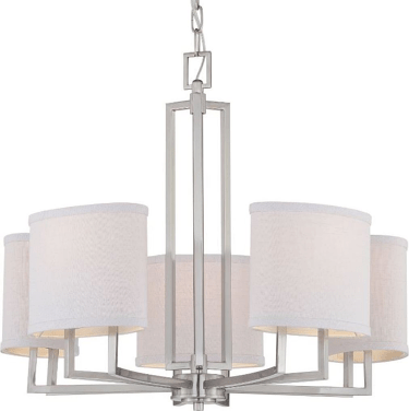 Gemini Brushed Nickel Oval Shade Chandelier 25"Wx21"H