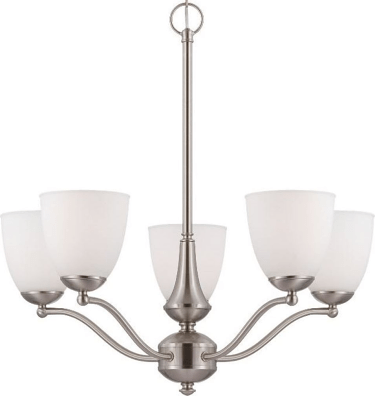 Patton Brushed Nickel Chandelier Glass Shades Uplight 25"Wx20"H