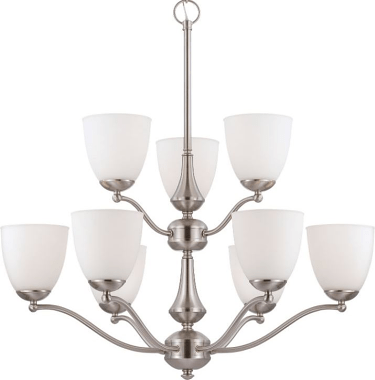 Patton Brushed Nickel Chandelier Glass Shades 30"Wx31"H