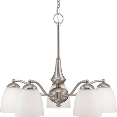 Patton Brushed Nickel Down Light Chandelier Glass Shades 25"Wx20"H