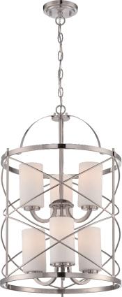 Ginger Brushed Nickel Chandelier Glass Shades 16"Wx25"H