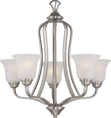 Elizabeth Brushed Nickel Chandelier Frosted Glass Shades 25"Wx25"H