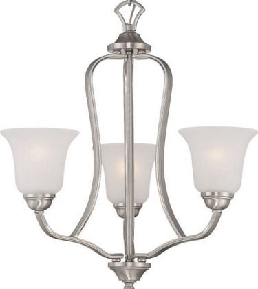 Elizabeth Brushed Nickel Chandelier Frosted Glass Shades 21"Wx22"H