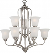 Elizabeth Brushed Nickel Chandelier Frosted Glass Shades 27"Wx28"H