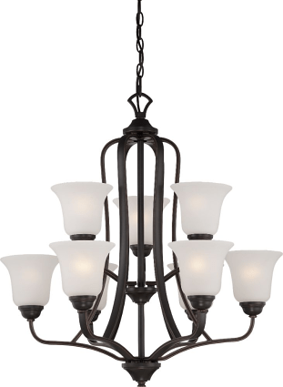 Elizabeth ORB Bronze Chandelier Frosted Glass Shades 27"Wx28"H