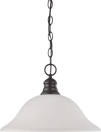 Mahogany Bronze Frosted White Glass Pendant Light 16"Wx11"H