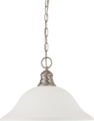 Empire Frosted White Glass Pendant Light w/Nickel Accent 16"Wx11"H