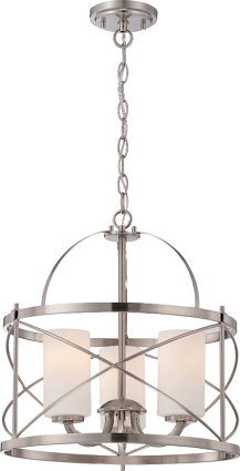 Ginger Brushed Nickel Pendant Glass Shade 16"Wx17"H