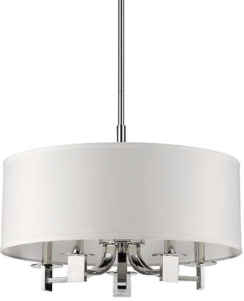 Andrea Polished Nickel & White Drum Pendant Light 20"Wx13"H