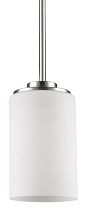 Addison Satin Nickel White Drum Glass Mini Pendant Light 5"Wx6"H