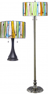Modern Tiffany Table or Floor Lamp w/Colorful Glass - Sale !