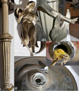 Broken Antique Fairy Slag Lamp Base Before Repair