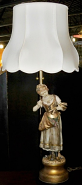 Marbro Girl Statue Lamp with New Victorian Shade Restored