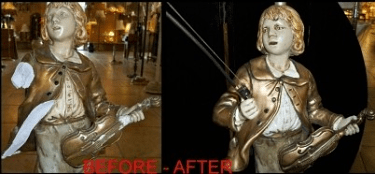 Marbro Boy Lamp Violin Before and After Repair