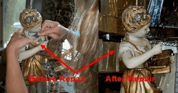 Marbro Girl Statue Lamp Before and After Restoration
