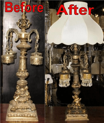 Antique Lamp Base Before & After Refinishing Restoration