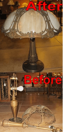Before & After Photo of Slag Lamp Restoration