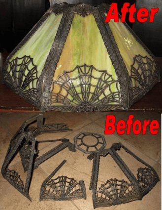Slag Lamp Shade Frame & Glass Restoration