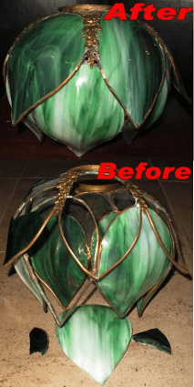 Green Tulip Style Slag Lamp Shade Repair