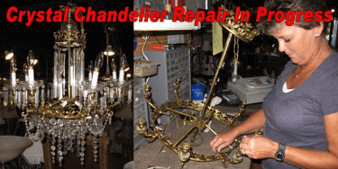 Brass & Crystal Chandelier Repair In Progress