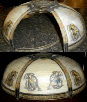 Early Vintage Reverse Painted Slag Lamp Shade Repair