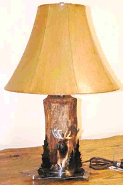 Wood Lamp w/Elk & Trees