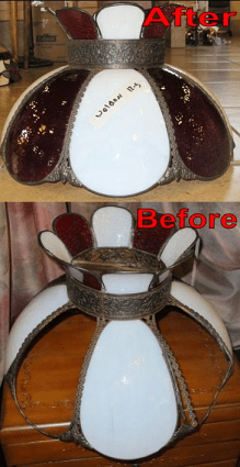 Red & White Slag Lamp Shade Repair