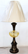 Hollywood Regency Bronze w/Amber Glass Lamp 28"H