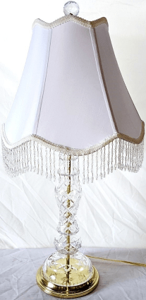 Vintage Crystal Lamp Beaded Silk Shade 26"H - Sale !