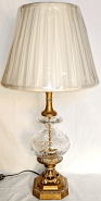 Vintage Crystal & Brass Lamp 31"