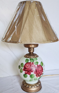 Vintage Glass Hurricane Lamp w/Silk Shade 24"H - Sale !