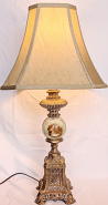 Aged Gold Iron & Onyx Lamp 26"H