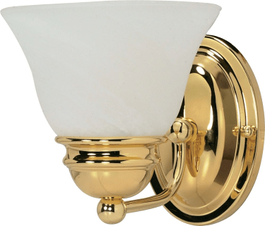 Empire Polished Brass Sconce Light Alabaster Glass 6"Wx6"H