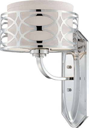 Harlow Polished Nickel Drum Shade Sconce Light 9"Wx14"H