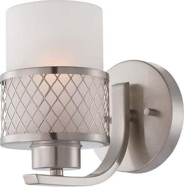 Fusion Brushed Nickel Drum Shade Sconce Light 5"Wx7"H