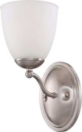 Patton Brushed Nickel Sconce Light Glass Shade 5"Wx11"H